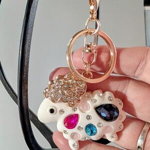 Crystal Embellished Sheep Keychain
